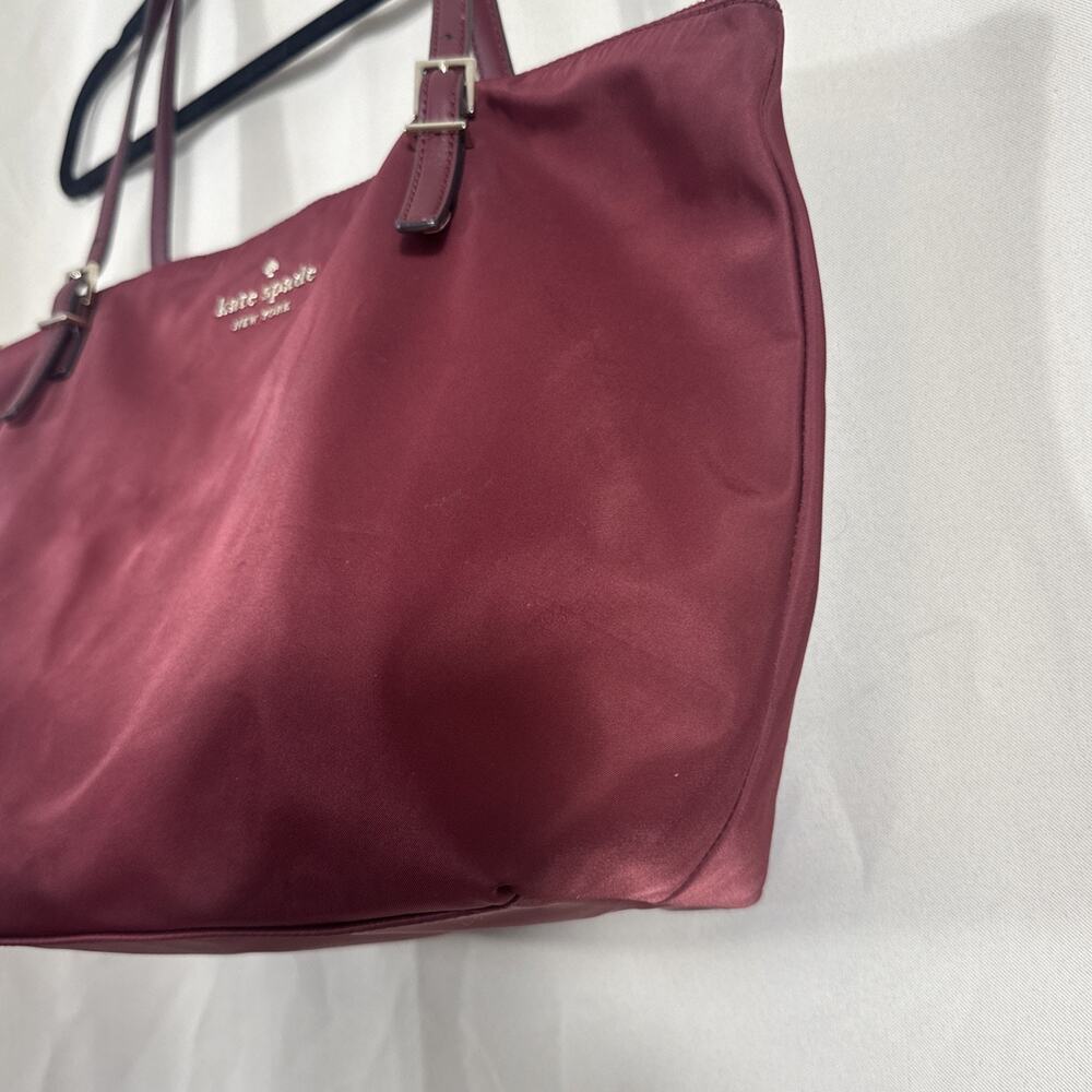 Kate Spade Watson Lane Maya Tote Burgundy Nylon Bag Gold Hardware - Picture 5 of 11
